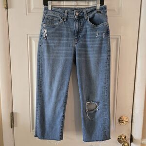 MAVI SOHO High Rise Straight Capri Jeans Distressed Raw Hem Womens 27/29 (28x21)